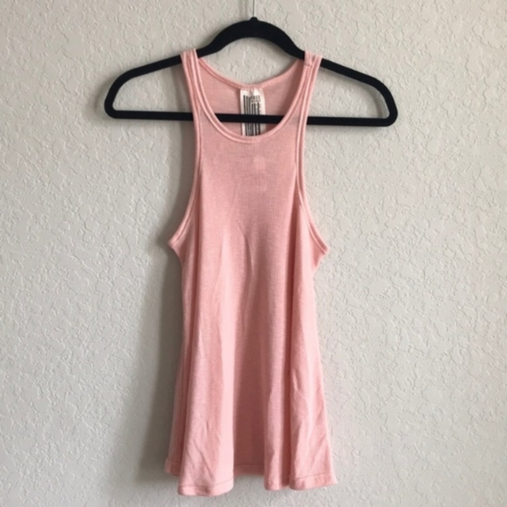 Free People Pink Ribbed Racerback Tank Top